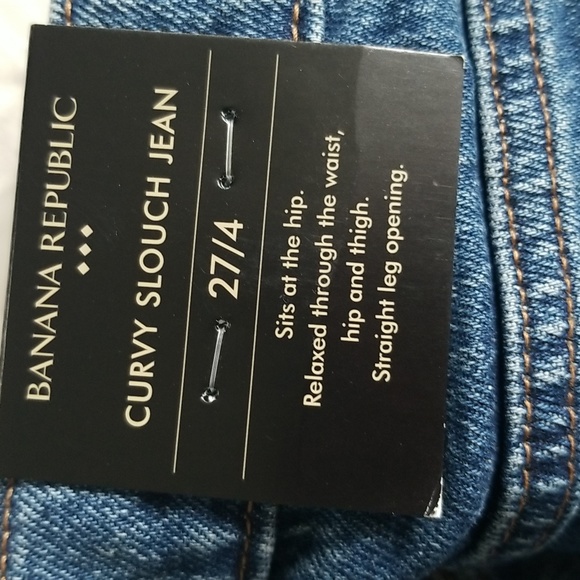 Banana Republic Curvy Slouch Jean's dark wash womens sz 4 sz 27 frayed cuff - Picture 6 of 7